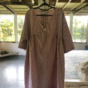 MISSLOOK Burgundy and White Gingham V-Neck Blouse